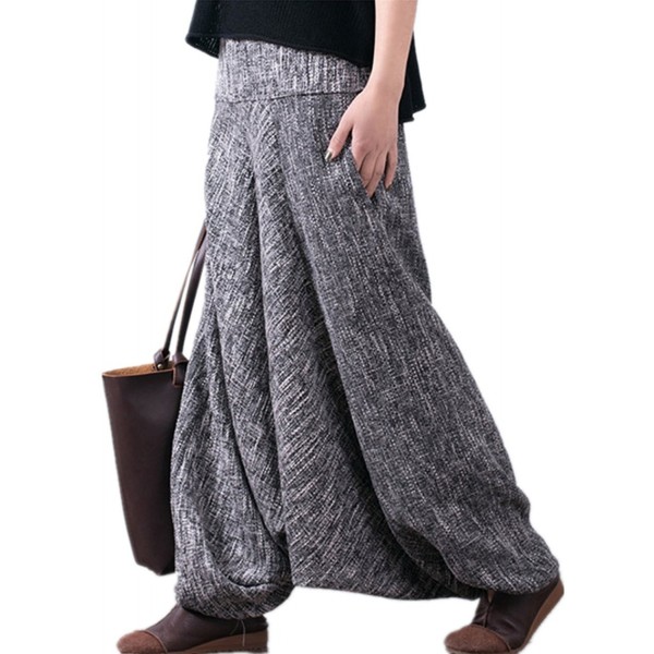 P06 Women Casual Harem Pants Loose Baggy Pant Skirts 100% Linen Ultra ...