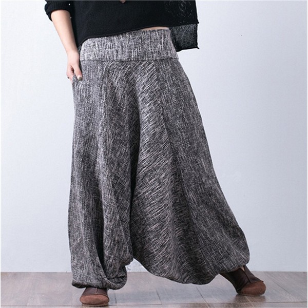 P06 Women Casual Harem Pants Loose Baggy Pant Skirts 100% Linen Ultra ...