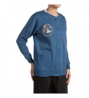 Pembrook Womens Fleece Cardigan Embroidery L Navy