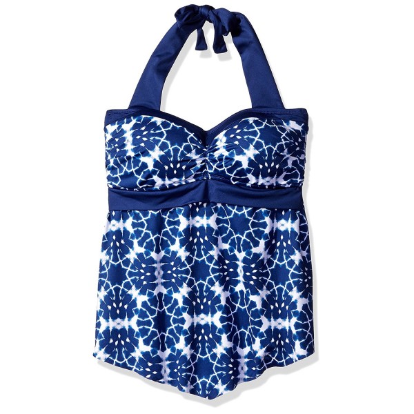 Women's Retro Hankerchief Bandeau Tankini - Navy - CT1205PZP6Z