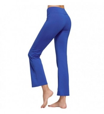 Womens Stretchy Yoga Pants Bootleg Flared Workout Leggings - Blue ...