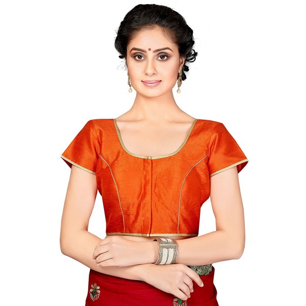 TrendyFashionMall Readymade Border Blouse Orange Med