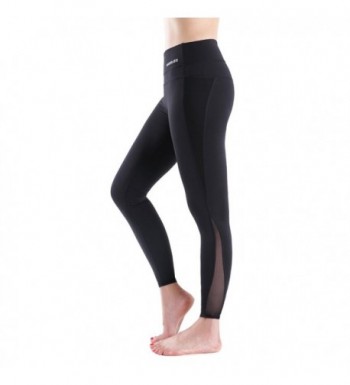 Women's Ankle Length Yoga Pants Fashion Mesh Tummy Control Workout ...