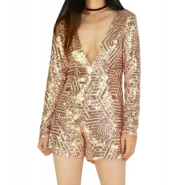 YSJ Sequins Bodycon Jumpsuits Champagne