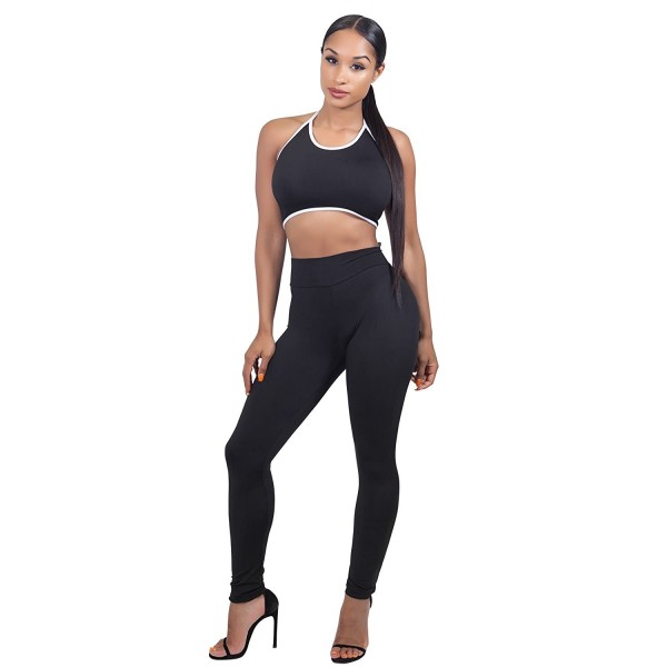 Women Sexy Black Backless Bodycon O Neck Crop Tops and Black Long Tight ...