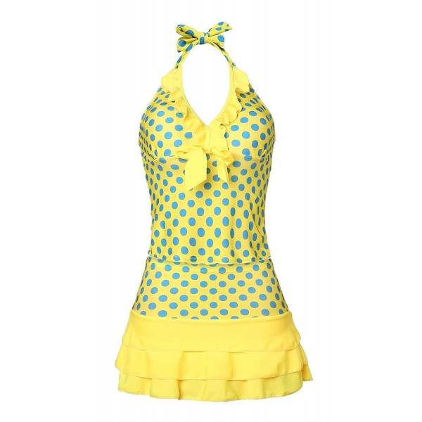 MiYang Womens Halter Tankini Yellow