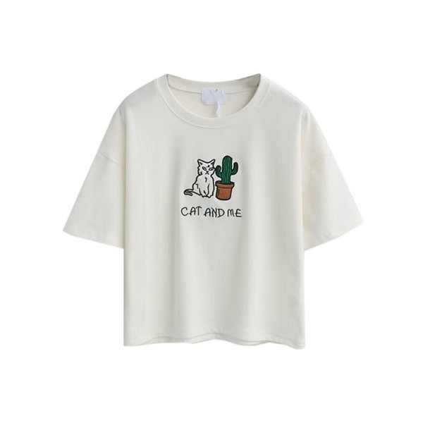 Persun Embroidery Letter Sleeves T shirt