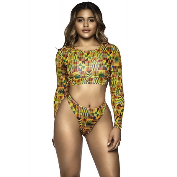 Leories African Printed Cropped Swimsuit