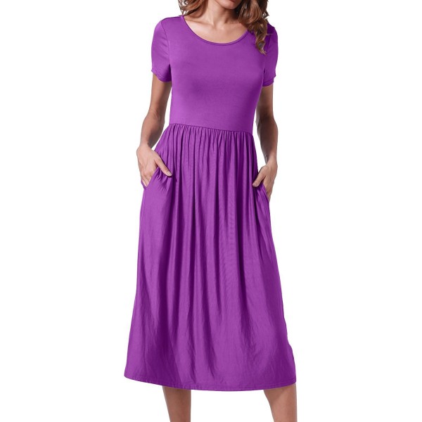 Womens Summer Pockets Casual Purple