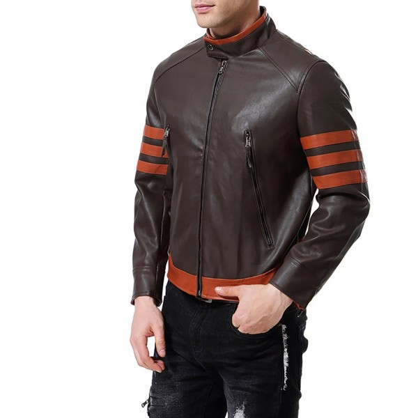 Men's Faux Leather Jacket Brown Punk Moto Motorcycle Bomber Fashion ...