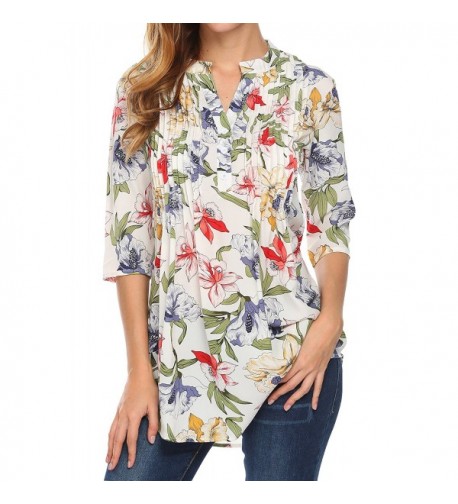 Naggoo Womens Printed Pintuck Blouses