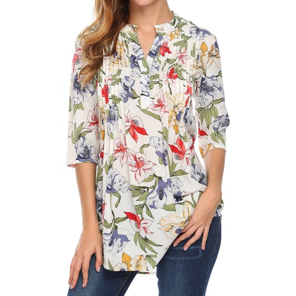 Naggoo Womens Printed Pintuck Blouses Naggoo Womens Printed Pintuck Blouses