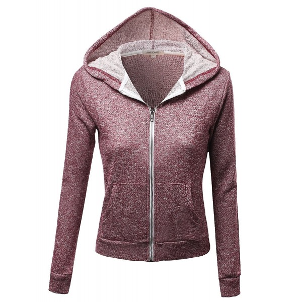 sleeve Melange French Hoodie Burgundy