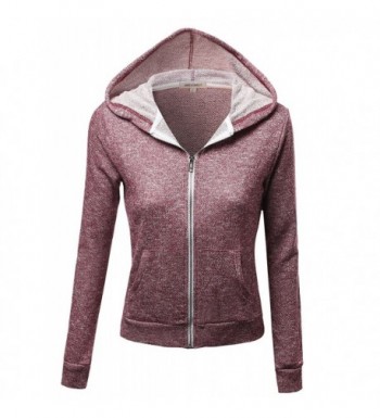 sleeve Melange French Hoodie Burgundy