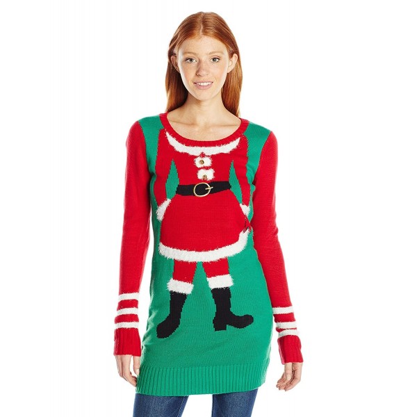 Juniors Mrs Claus Body Tunic Christmas Sweater - Clover Field - CF12L5GSKR9