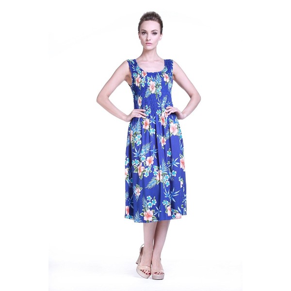 Womens Hawaiian Elastic Dress Hibiscus