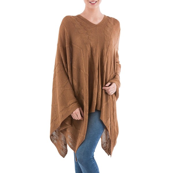 NOVICA Brown Poncho Copper Cracks