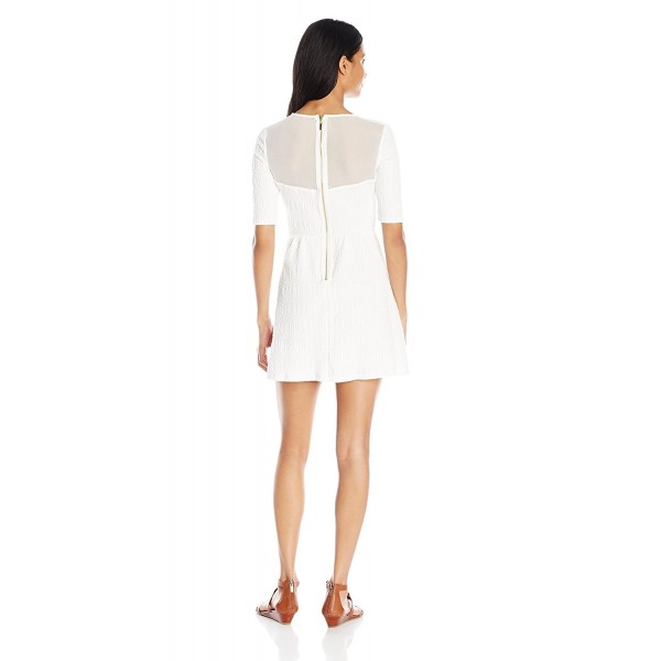 Elbow Sleeve Jewel Neck Dress - Off-white/Off-white - C612E0ZOL9N
