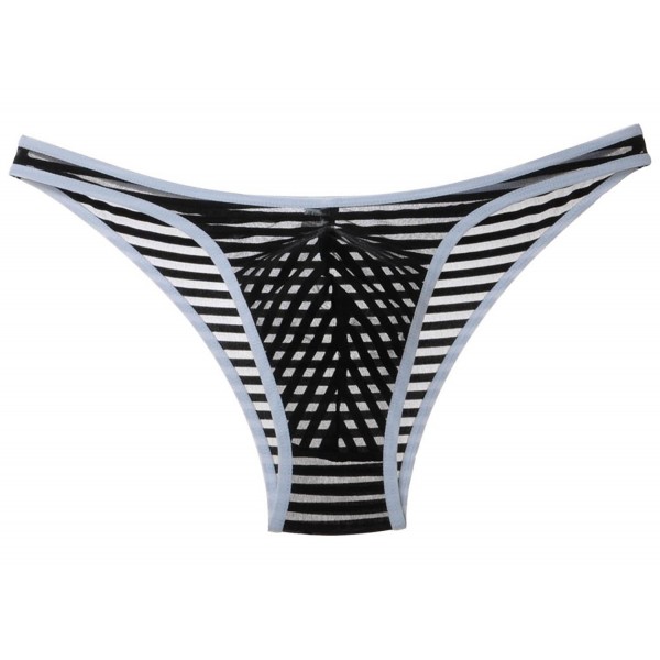 Men's Bordered Mini Brief Mesh Striped Bikini Briefs Underwear - Black ...