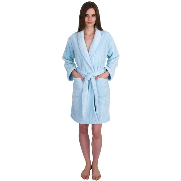 Women's Robe- Plush Fleece Short Spa Bathrobe- Made in Turkey ...