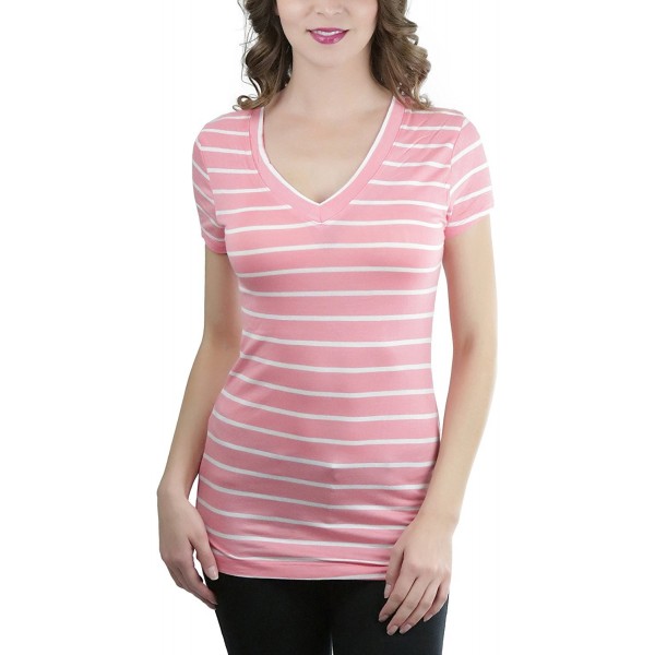 ToBeInStyle Womens Striped Sleeve V Neck