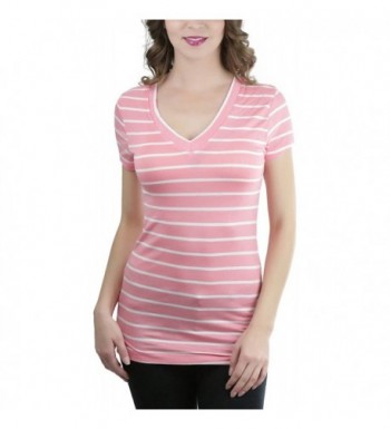 ToBeInStyle Womens Striped Sleeve V Neck