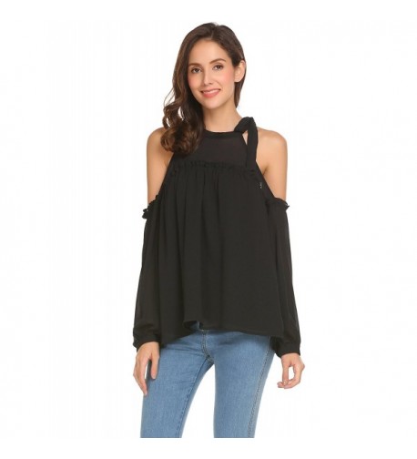 Easther Halter Shoulder Sleeve Ruffles