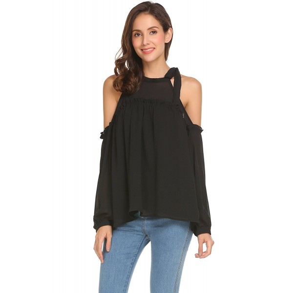 Easther Halter Shoulder Sleeve Ruffles