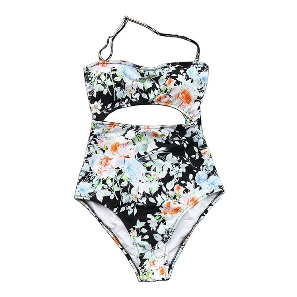 JIANLANPT Floral Print One Piece Swimsuit Cut Out High Waist Monokini ...