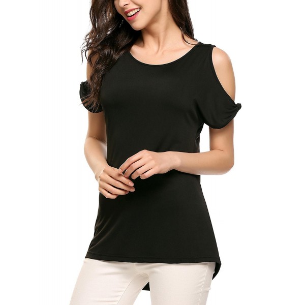 Womens Shoulder Elastic Pullover T Shirt