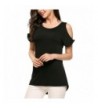 Womens Shoulder Elastic Pullover T Shirt