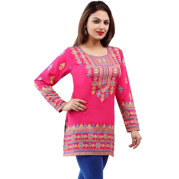 Indian Tunic Top Womens Kurti Printed Blouse India Clothing - Pink ...