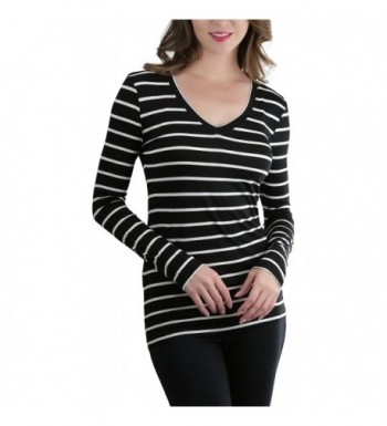 ToBeInStyle Womens Striped V Neck Sleeve