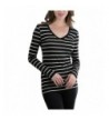 ToBeInStyle Womens Striped V Neck Sleeve