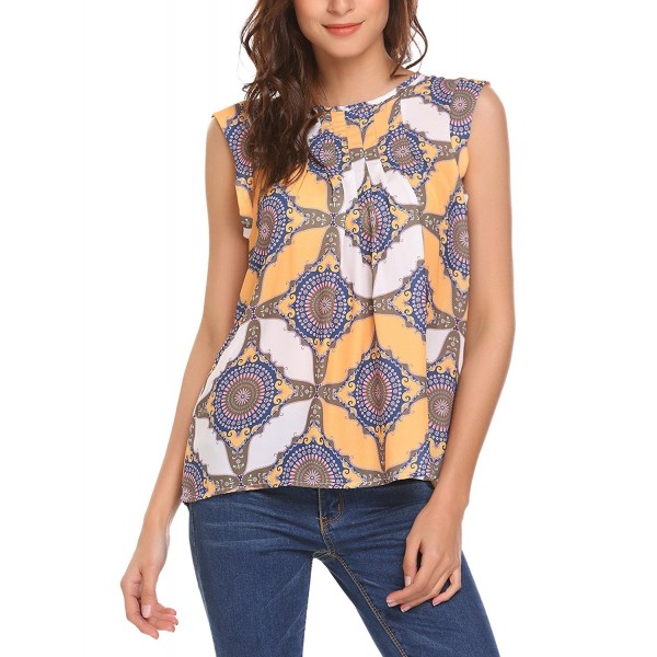 SoTeer Geometric Printing Sleeveless Pintuck