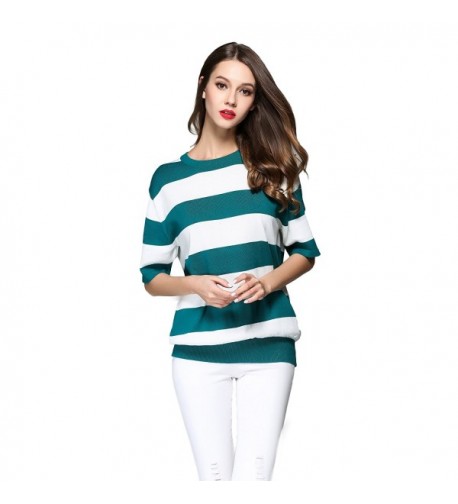 HIKA Womens Striped Round Sleeve