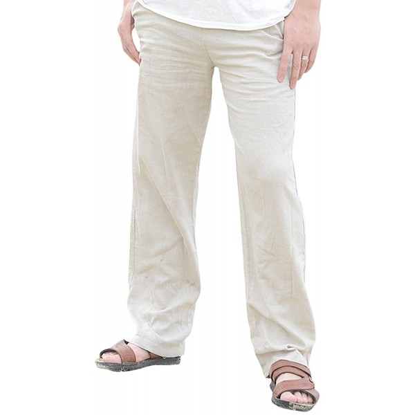 Men's Casual Loose Fit Straight-Legs Stretchy Waist Beach Pants (Large ...