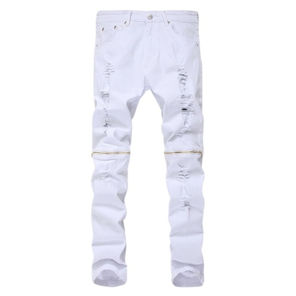 PrettyChic Distressed Zipper Stretch Tapered