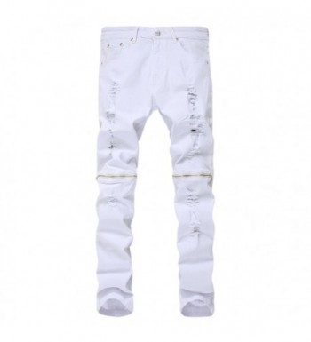 PrettyChic Distressed Zipper Stretch Tapered