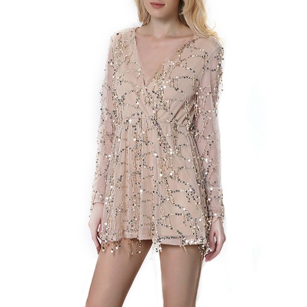 CHIC DIARY Sequin Playsuit Apricot