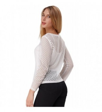 Long Sleeve Sheer Mesh Tops For Women Sexy by KK817 - Ivory - CT186T26LN9