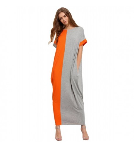 Milumia Womens Pockets Dresses Orange_grey