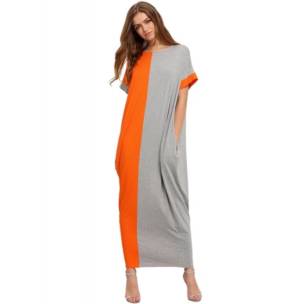 Milumia Womens Pockets Dresses Orange_grey