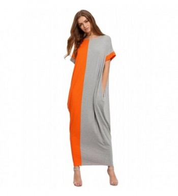 Milumia Womens Pockets Dresses Orange_grey