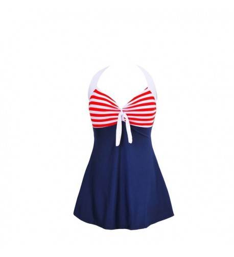 HOOYON Swimsuit Vintage Swimdress Stripes