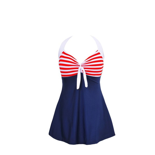 Women's One Piece Swimsuit Vintage Sailor Straps Halter Pin Up ...