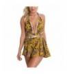 Womens Vintage Floral Playsuit Plunging