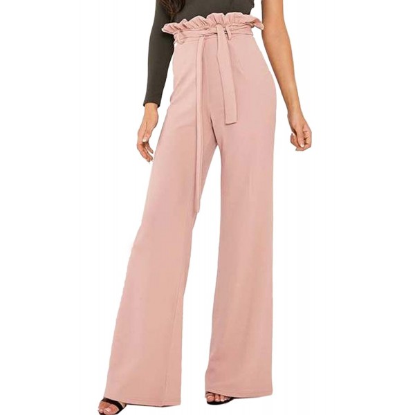 Angashion Womens Straight Waisted Palazzo