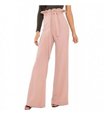 Womens Casual Straight Leg High Waisted Long Palazzo Pants With Belt ...