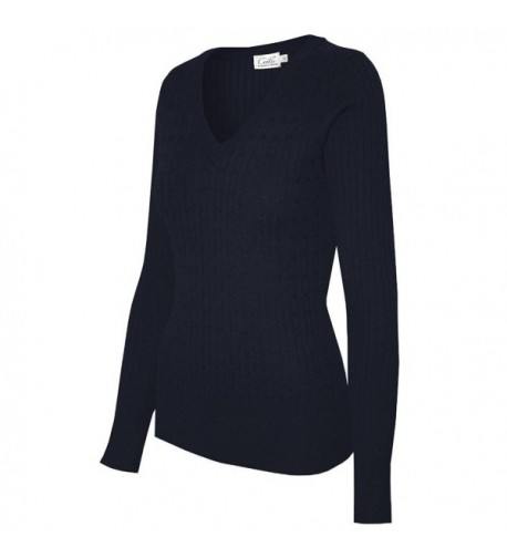 Womens Stretch V neck Pullover Sweater